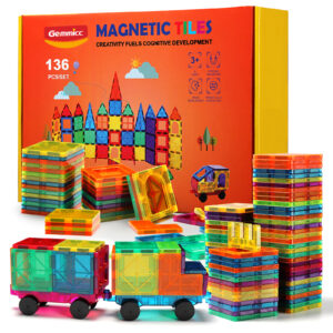 Gemmicc 136 Pcs Magnetic Tiles